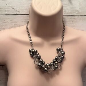 Elegant Silver and Clear Beaded Necklace